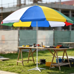 170cm Radius Large Sun Umbrella Heavy Duty Galvanized Pole Rustproof Outdoor Patio Beach Parasol for Stall Garden