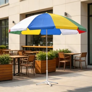 170cm Radius Patio Sun Umbrella Galvanized Pole Rust Proof Construction Outdoor Beach Stall Garden Parasol Shade Umbrella