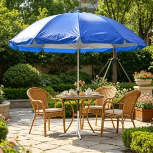 170cm UV-Blocking Waterproof Double-Layer Outdoor Beach Poolside Garden Umbrella with Reinforced Thick Ribs