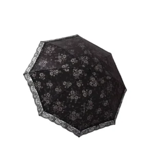 18 Inches Promotional Black Coating Fashion Totes Korean Style Lace Umbrella for Women 2 Folding Umbrella