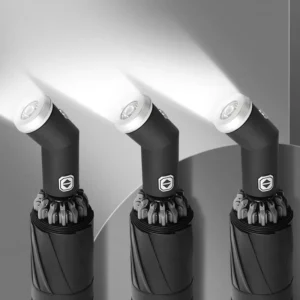 180-Degree Rotatable Automatic Reverse Umbrella with LED Flashlight and Reflective Stripe