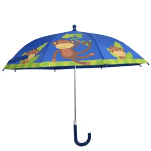 19*8K Classic Design Children’s Straight Umbrella Manual Opening Pongee Plastic Cartoon Monkey Kid