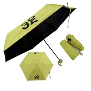19-Inch 5-Fold Manual Folding Umbrella Black UV-Coated Waterproof Lightweight Travel Umbrella