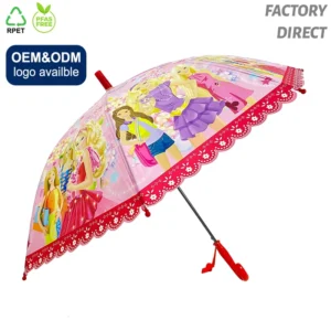 19 Inch 8 Ribs Straight Auto Open Kids Umbrella Logo Printing Rainproof Clear Umbrella