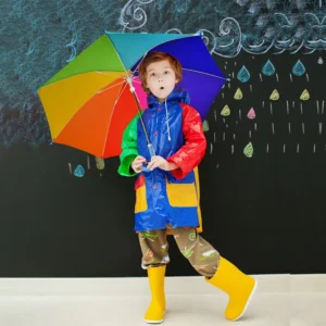 19-Inch 8K Safety Design Children Umbrella Rain and Sun Umbrella Colorful Fancy Kids Umbrella