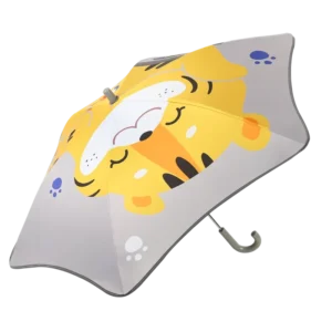 19 Inch Kids Straight Umbrella with Safety Reflective Strip Cute Manual Control Corner Black Coating Promotional Children’s Gift