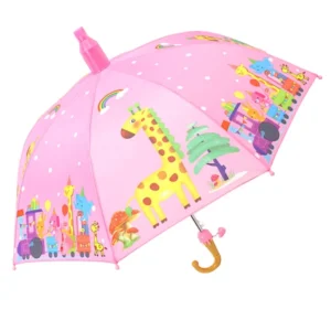 19-Inch Straight Black Coating Pongee Children’s Umbrella