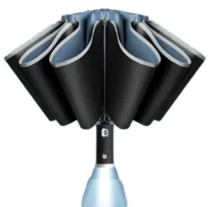 190T 3-Fold Reverse Reflective LED Light Handle Automatic Umbrella with Logo Printing