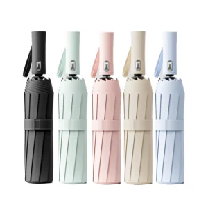 190T Black Tape ABS Handle 10K Automatic Folding Umbrella for Outdoor Use