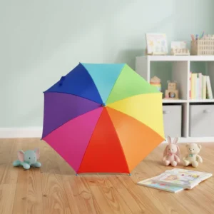 190T High-Density Pongee 256g 88 cm 8-Rib Manual Open Rainbow Kids Umbrella