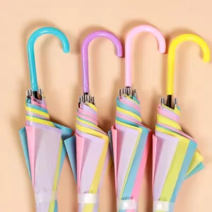 190T Nylon Fabric Automatic Transparent Umbrella Rain Stick Umbrella Straight Handle Large Clear Umbrella for Adults