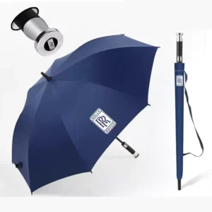 190T Pongee 3-Fold Black Golf Umbrella with Semi-Automatic Opening and Wind Protection