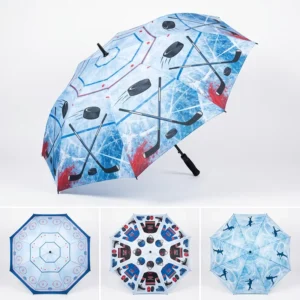 190T Pongee Large Golf Umbrella with Double Canopy Vented Design Custom Printed Logo Classic Style