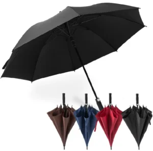 190T Pongee UV Proof Black Coating Fiberglass Semi Automatic Golf Umbrella Windproof Custom Logo