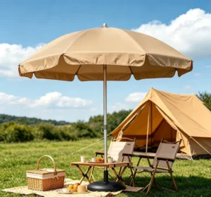 190cm Outdoor Beach Umbrella Patio Parasol Steel 8 Ribs Steel Pole with Bag Beach Garden Poolside
