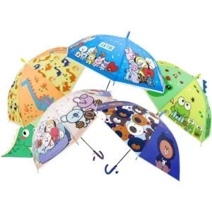 19Inch Children’s Cartoon Princess Print Clear Transparent Visual Window Straight Manual Open Rain Umbrella