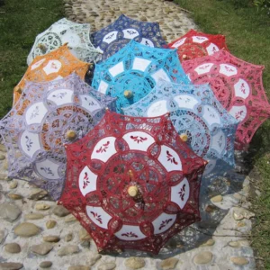 19cm Embroidery Mini Lace Parasol Wedding Cotton Umbrella Gifts Photo Props