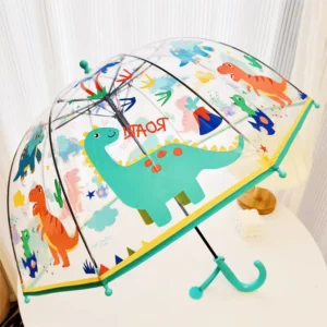 2-5 Year Old Children’s Transparent Cartoon Rain Umbrella Lightweight Long Handle