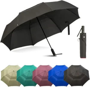 2 Folding Umbrella Windproof Portable with Carabiner Handle