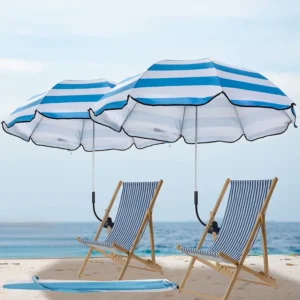 2-Piece Chair Umbrella with Universal Adjustable Clamp 38-Inch Portable Wheelchair Umbrella UPF50+ Clip-On