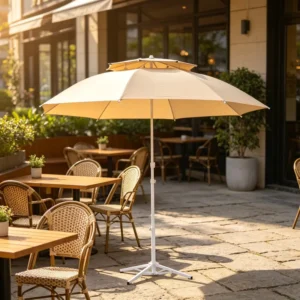 2-Tier Fiberglass Rib Wind-Resistant UV Protection Beach Umbrella for Courtyard Resort