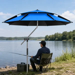 2.0 2.6m Double-Layer Fishing Umbrella Waterproof Oxford Beach Sunshade Parasol with Custom Logo Printing