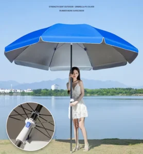 2.0-meter Double-layer Polyester Filament Outdoor Beach Umbrella with Steel Alloy at Factory Price