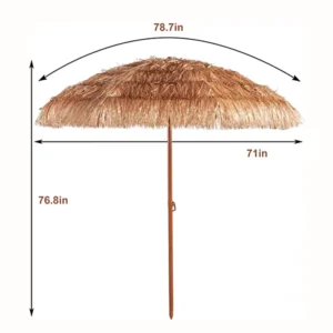 2.0M PP Plastic Raffia Straw Hawaiian Style Outdoor Beach Umbrella with Tilt System