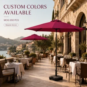 2.3 Meter Center Pole Umbrella, 6 Ribs, 200g DTY Fabric, Iron Tilt, for Outdoor Dining and Parks