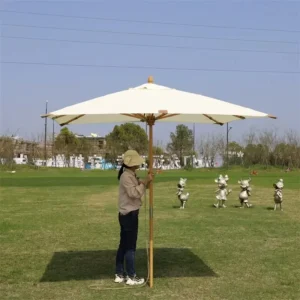 2.3 X 2.3 M Modern Wood Parasol Umbrella for Hotel Courtyard Park Outdoor Large Centre Pole