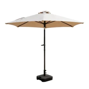 2.3 m Waterproof Solar-Powered LED Patio Umbrella with 18 Lights, Crank Handle and Tilt Parasol for Hotels, Parks and Outdoor Use