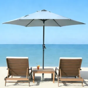 2.3M Waterproof Foldable Central-Pole Umbrella Frame with Crank Lift and Manual Tilt for Hotels and Parks