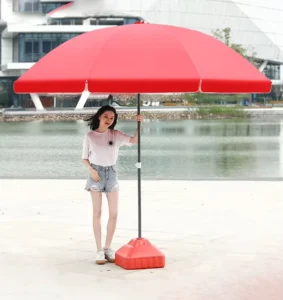 2.4 Meter Double-Layer Silver Gel UV-Protective Outdoor Beach Umbrella With Polyester and Steel
