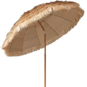 2.4 m Hawaiian-Style Waterproof PP Grass Shade Outdoor Beach Umbrella with Oxford Fabric