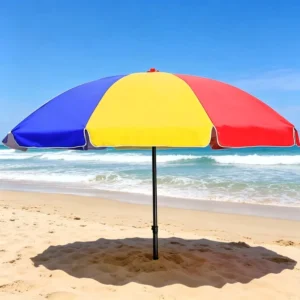 2.4M Polyester Silk Screen Print Manual Beach Umbrella Modern Rainbow