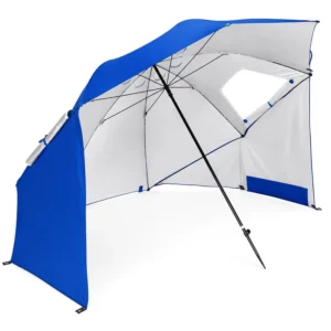 2.4m Beach Canopy Umbrella Silver-Coated 210T Brocade Alloy Frame Manual