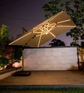 2.5M 3M 3.5M 3x4M Waterproof Windproof LED Cantilever Outdoor Umbrella