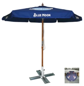 2.5M Parasol Round Navy Blue Color Straight Wood Frame Stable Structure Logo Customization Sunshade Big Outdoor Wooden Umbrella