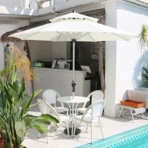 2.5m 3m Aluminum Custom Print Market Patio Umbrella for Restaurant Outdoor Center Pole