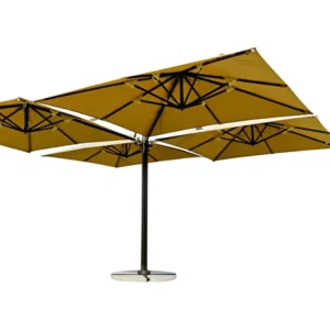 2.5m Large Anti-UV Square Shape Four-Head Center Pole Outdoor Garden Sunshade Restaurant Beach Backyard Umbrella