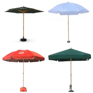 2.7M 3M Red Blue White Wooden Center Pole Outdoor Umbrella Color Customized Logo