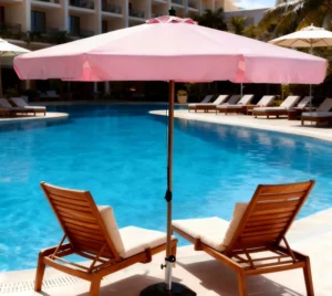 2.7m Central Pole Umbrella with Double Pulley Rope Pole Diameter 38mm Thickness 1mm
