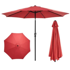 2.7m Custom Logo Polyester Canopy Center Pole Garden Patio Umbrella for Restaurant, Pool, Courtyard, Park, and Cafe