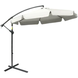 2.7m Garden Parasol Sun Shade Patio Banana Hanging Set Umbrella with Cross Base