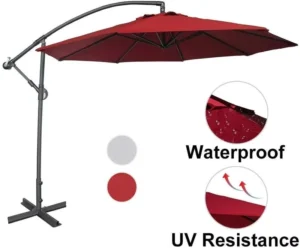 2.7m LED Panel 8-Rib Outdoor Garden Parasol Patio Banana Umbrella with Solar Lights