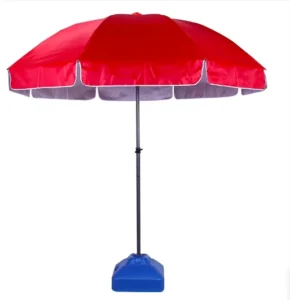 2.7m Round Straight Outdoor Parasol with Solar LED Lights Polyester Steel Pole