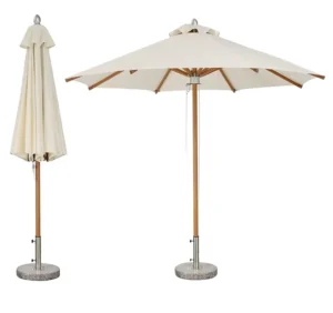 2.7m Wooden Center Pole Outdoor Umbrella, Color Customized for Restaurants Beaches and Gardens