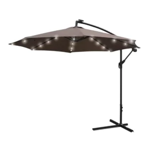 2.7m and 3m LED Solar Banana Umbrella with Waterproof UV Protection and Steel Pole