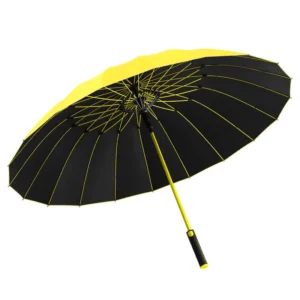 20 Bone Automatic Long Handle Straight Rod Umbrella Black Rubber Sunscreen Men’s Solid Color Business Manufacturers Spot