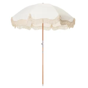 200 CM Real Wooden Pole Custom Print Sun Beach Umbrella With Tassels